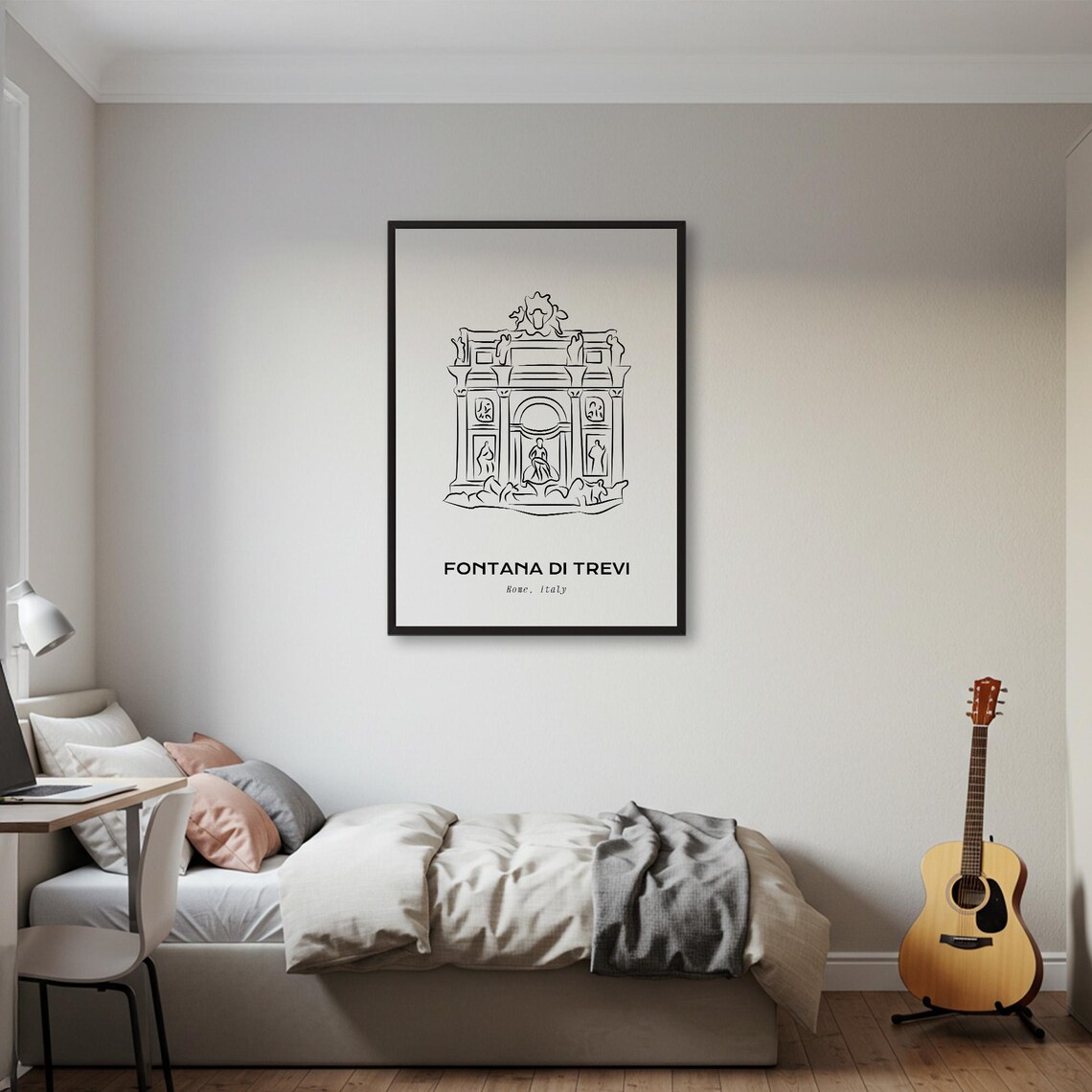 Trevi Fountain Rome Italy Minimalist Line Art Travel Landmark Poster - Image 2