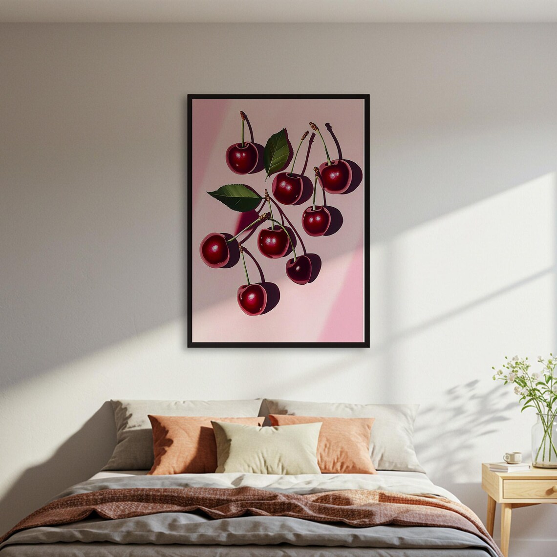 Cherries Cluster Art Print, Kitchen Decor