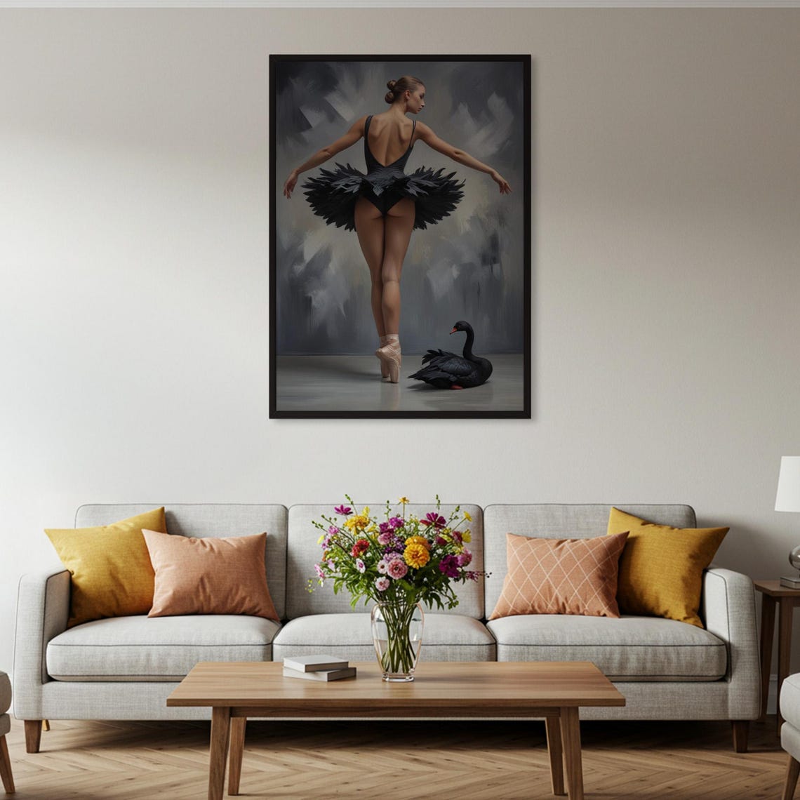 Black Swan Ballerina with Real Swan Dramatic Ballet Dance Poster - Image 5