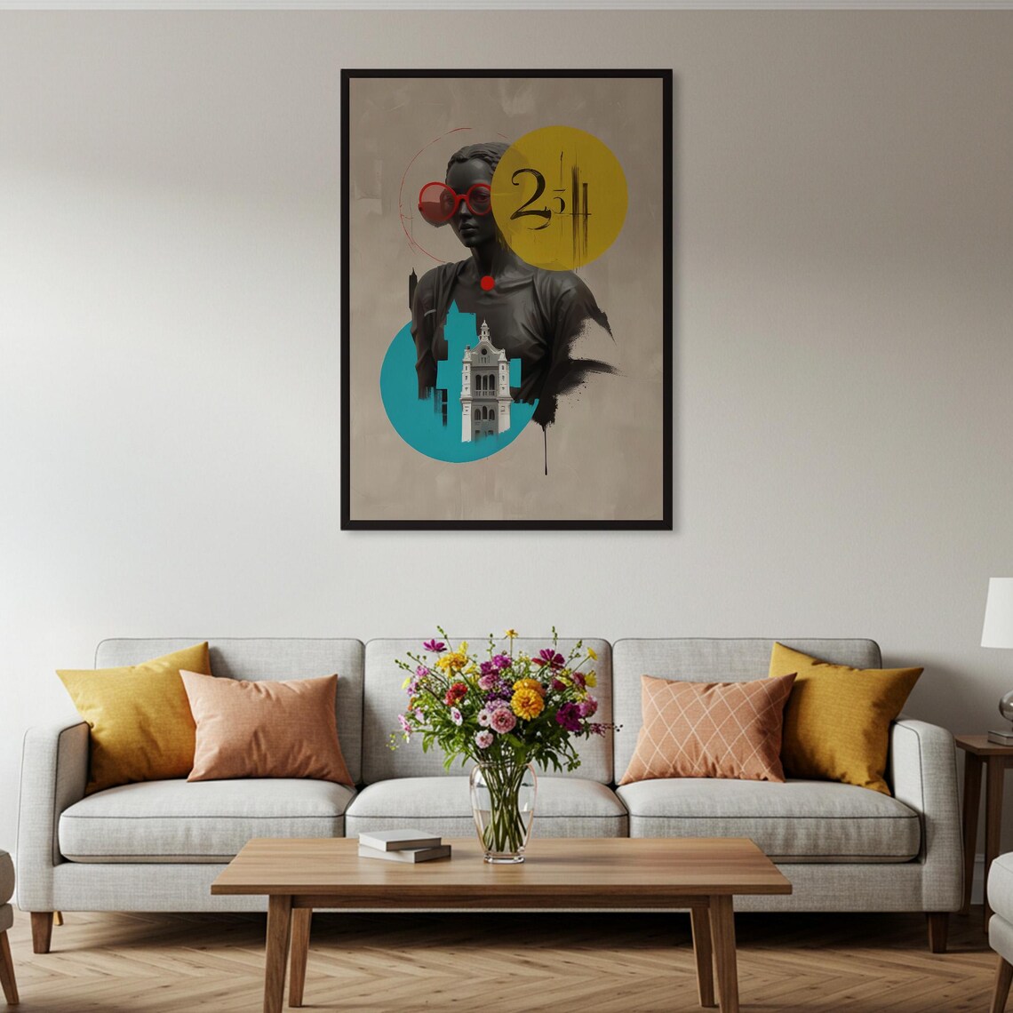 Surreal Woman Red Sunglasses Building Abstract Collage Poster - Image 2