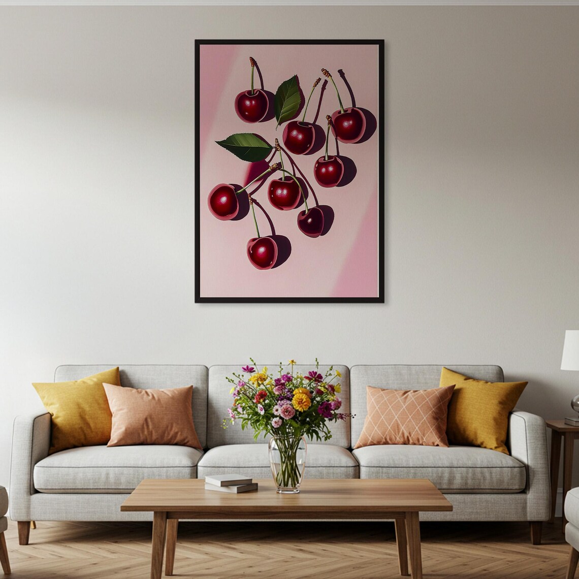 Cherries Cluster Art Print, Kitchen Decor - Image 4