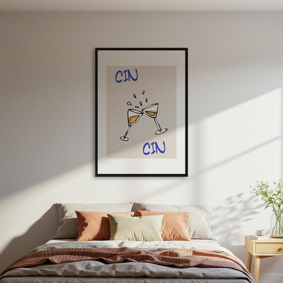 Cin Cin Cheers Quote, Minimalist Bar Cart Decor
