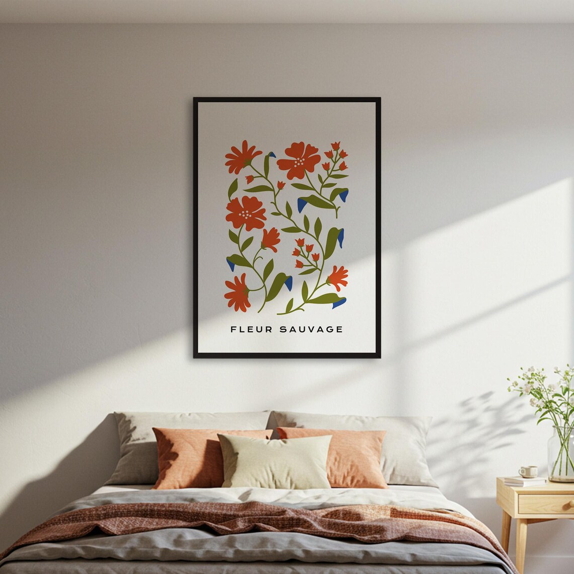 Fleur Sauvage Red Wildflowers Botanical French Floral Poster