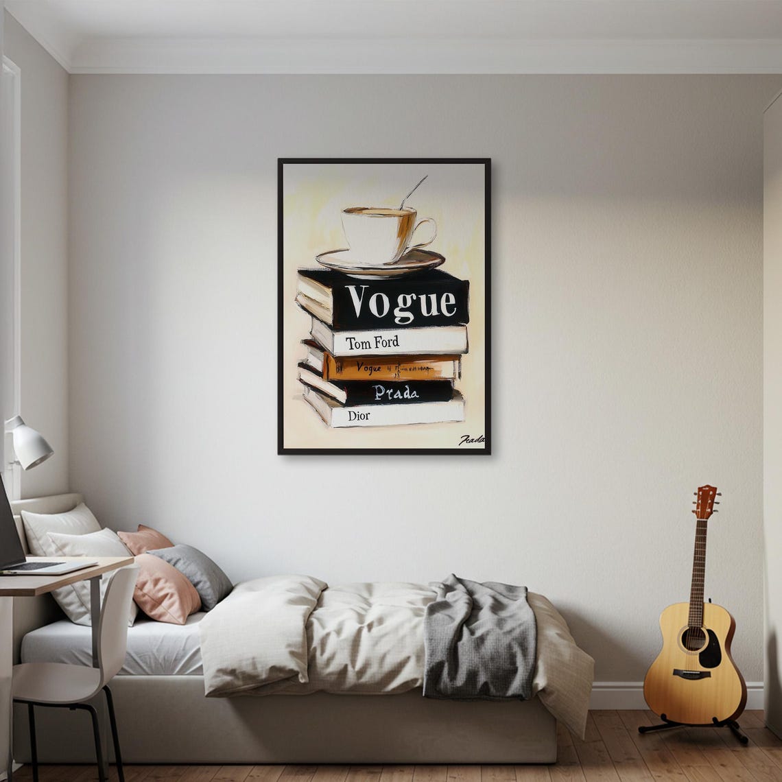 Vogue Tom Ford Prada Dior Fashion Book Stack Coffee Cup Poster - Image 2