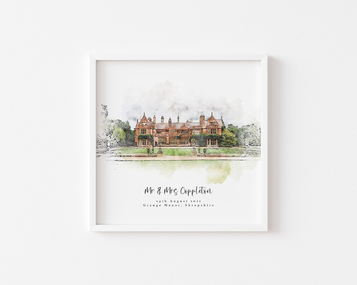 Wedding Venue Personalized Sketch Art Print