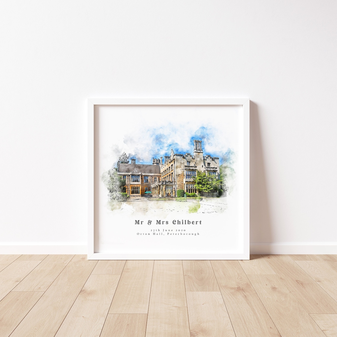 Wedding Venue Watercolour Sketch Anniversary Poster