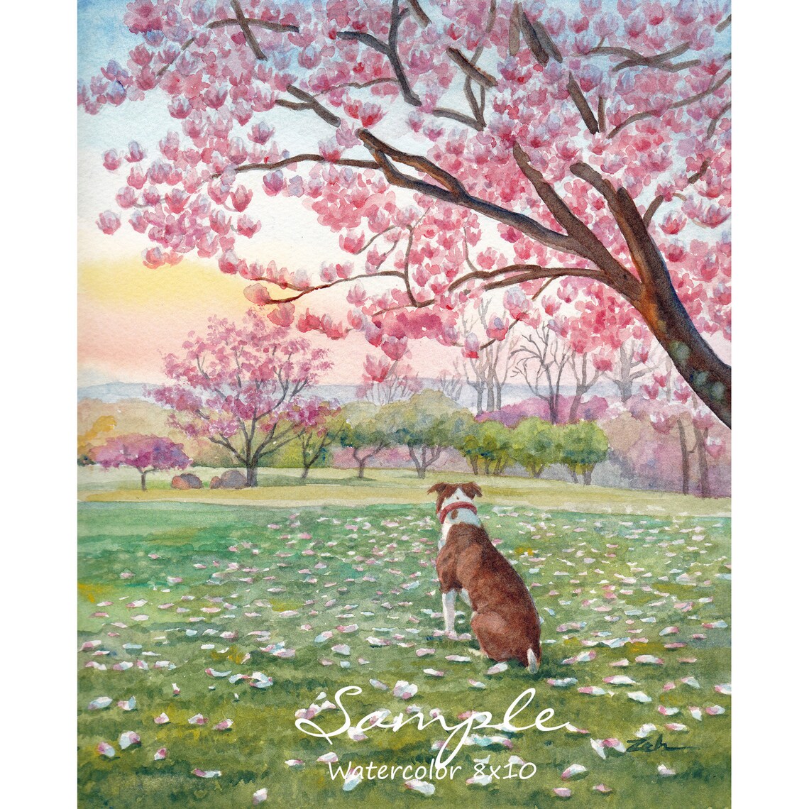 Custom Watercolor Landscape, Country Home Art Print