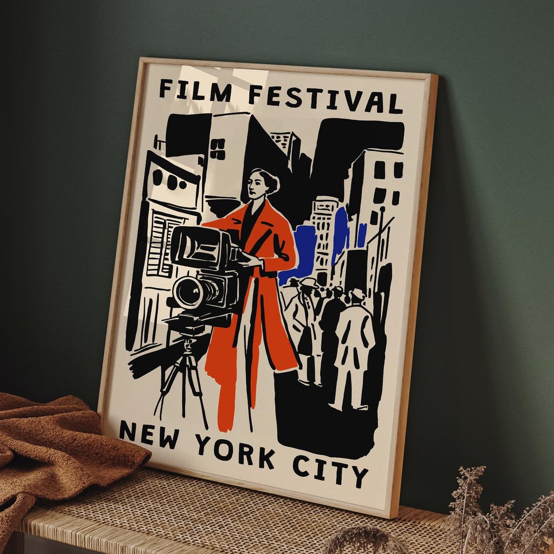 Retro Movie Festival Poster Nyc Art Print Vintage Film Festival Wall Art Nyc Movie Fest Print Mid Century Modern Art Cinematic Poster