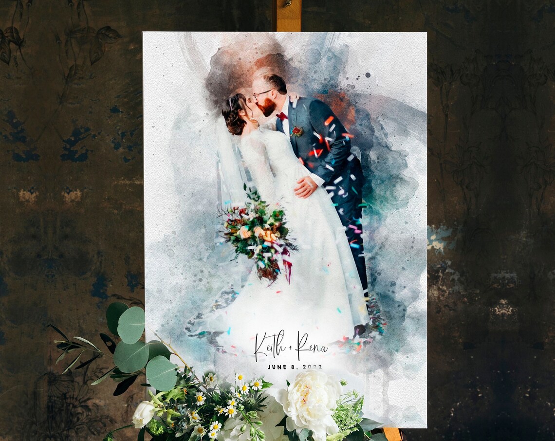Watercolor Wedding Welcome Sign, Unique Decor