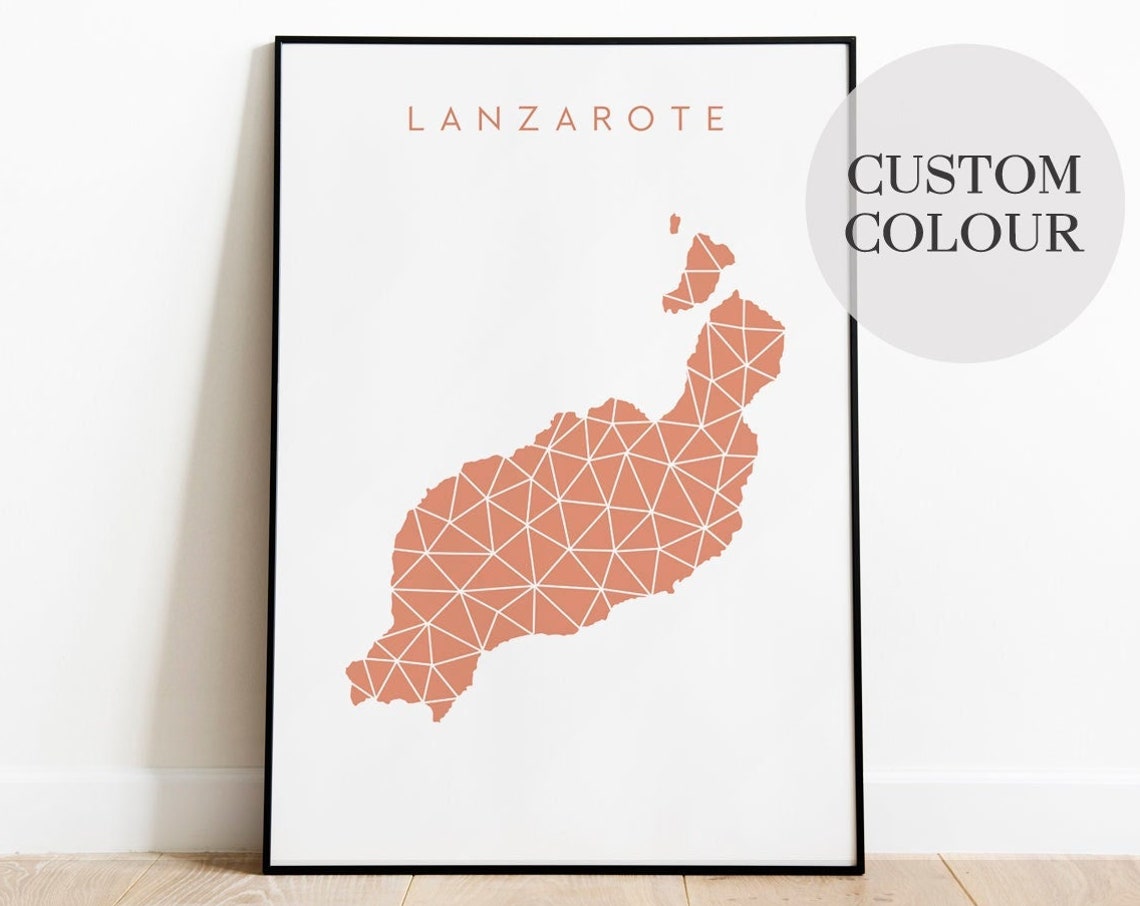Lanzarote Spain Geometric Island Map Terracotta Triangle Travel Poster