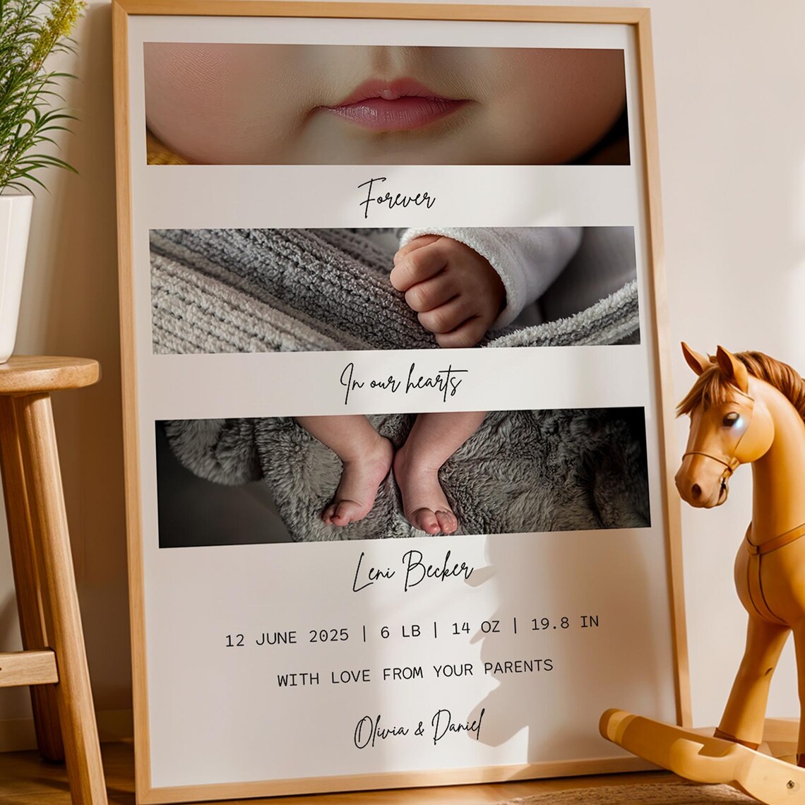 Personalized Baby Photo Collage Birth Stats Nursery Gift Poster
