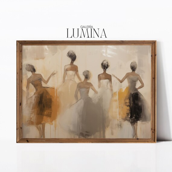 Ballerinas From Behind Neutral Tones Impressionist Art Poster