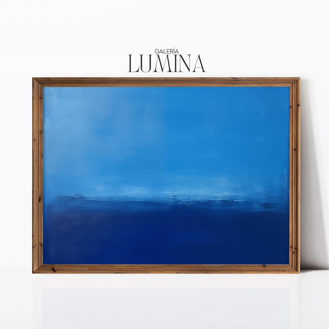 Blue Color Block Abstract Ocean and Sky Minimalist Art Poster