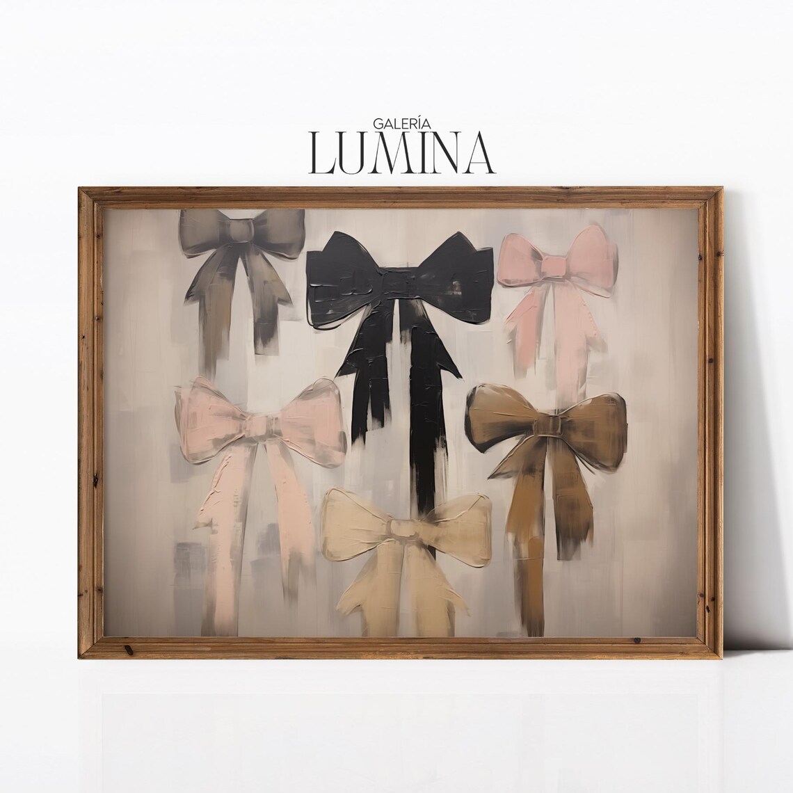 Painted Ribbon Bows in Soft Neutral Colors Elegant Decor Poster
