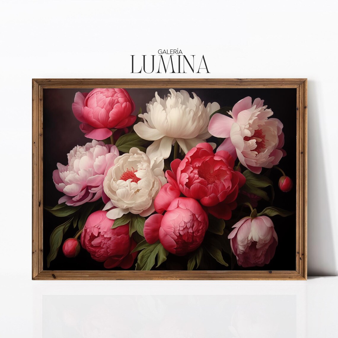 Vintage Peony Oil Painting, Romantic Floral Art Print