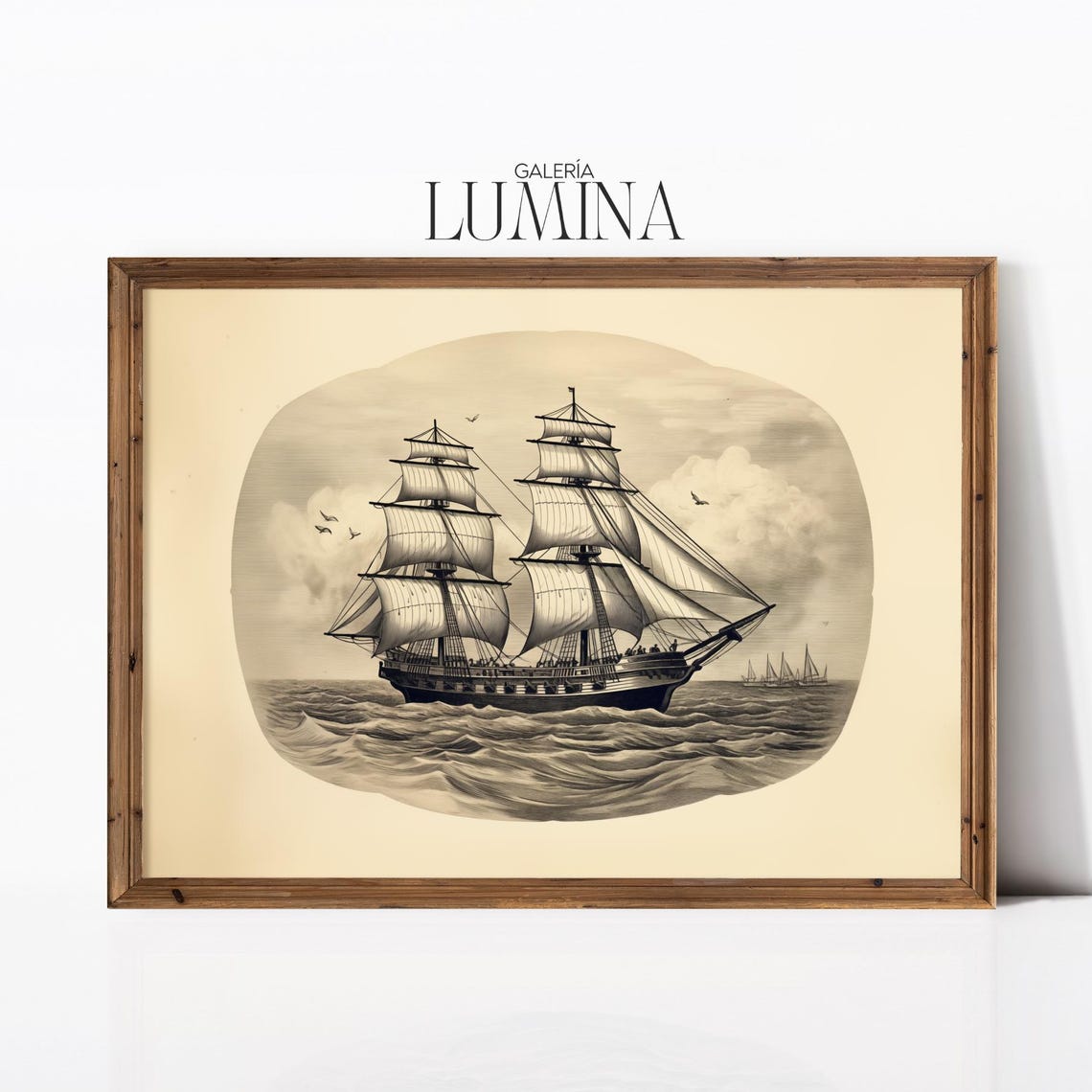 Antique Sailing Ship Illustration Vintage Maritime Art Nautical Sailing Ship Print Coastal Wall Art Art Frame Tv Art 919