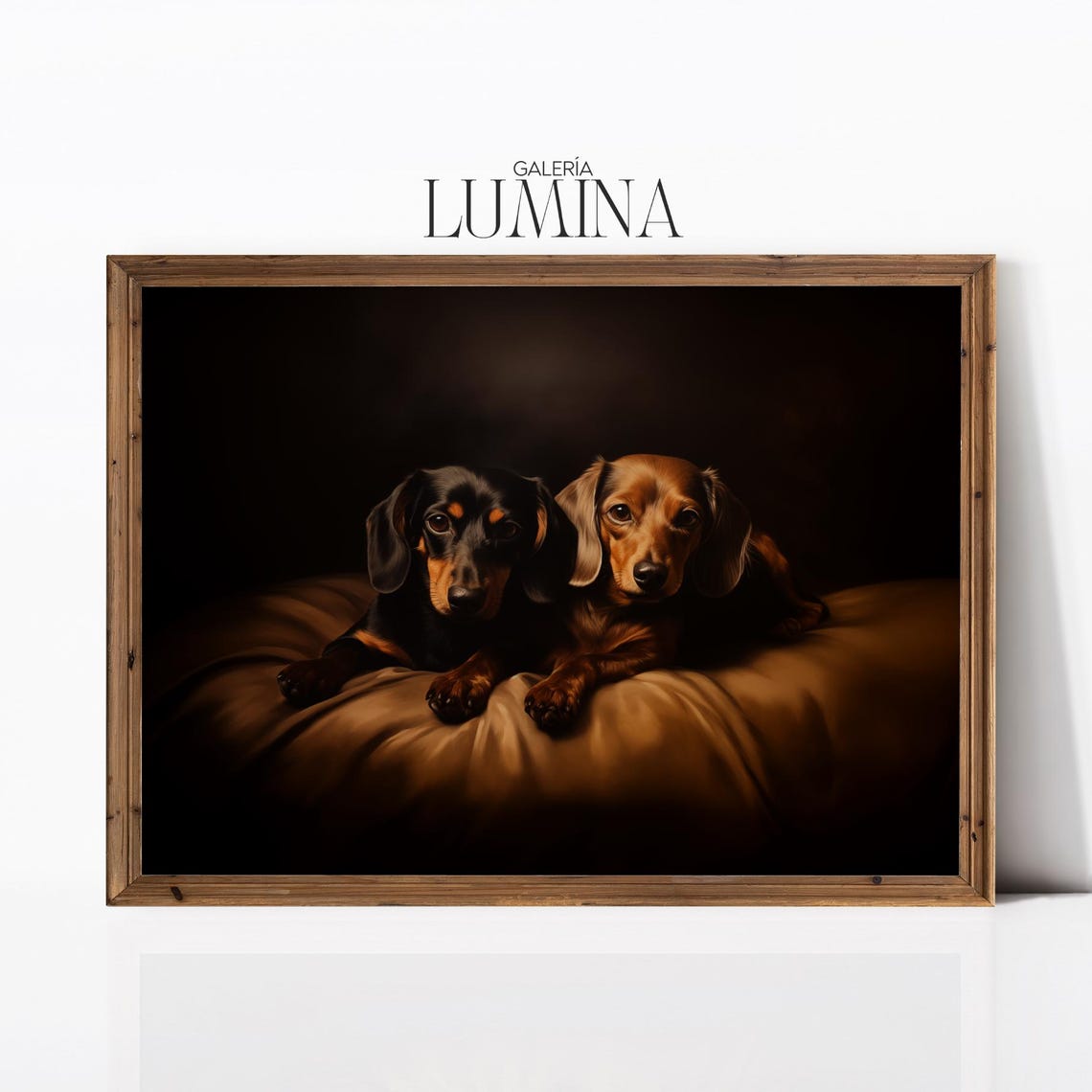 Brown And Black Dachshund Chiaroscuro Painting Dark Classic Dog Portrait Painting Vintage Animal Art Art Frame Tv Art 901