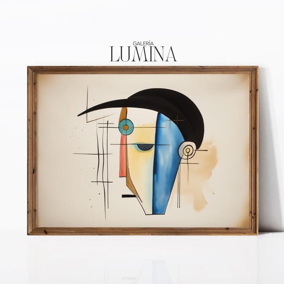 Cubist Abstract Face Painting Geometric Modern Portrait Print Colorful Contemporary Picasso Inspired Art Frame Tv Art 984