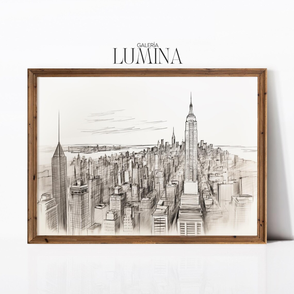 New York City Sketch Skyline Art Print, Urban