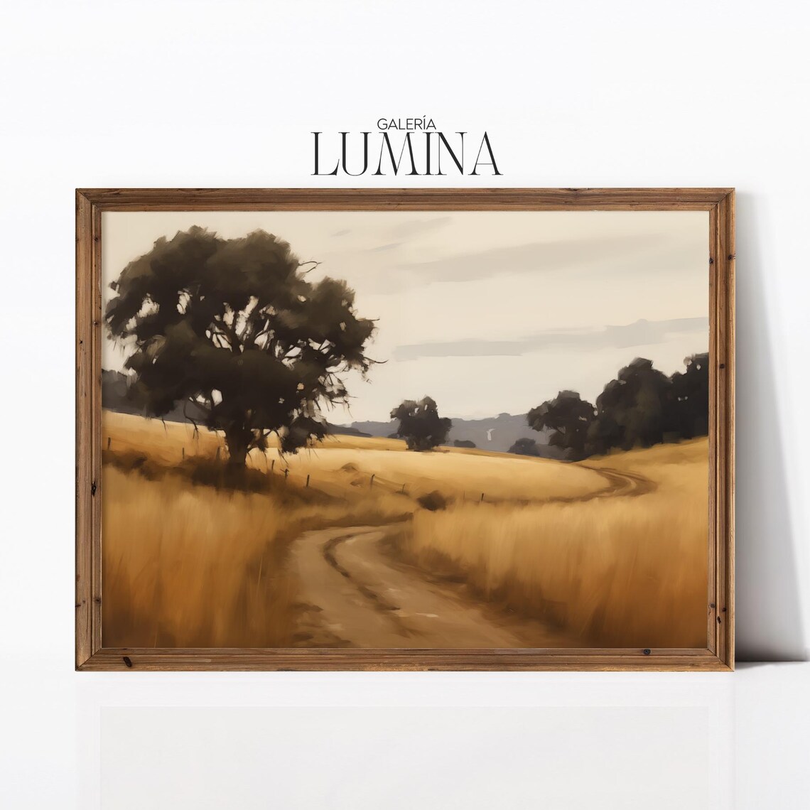Rustic Golden Wheat Field Winding Path Tree Countryside Poster