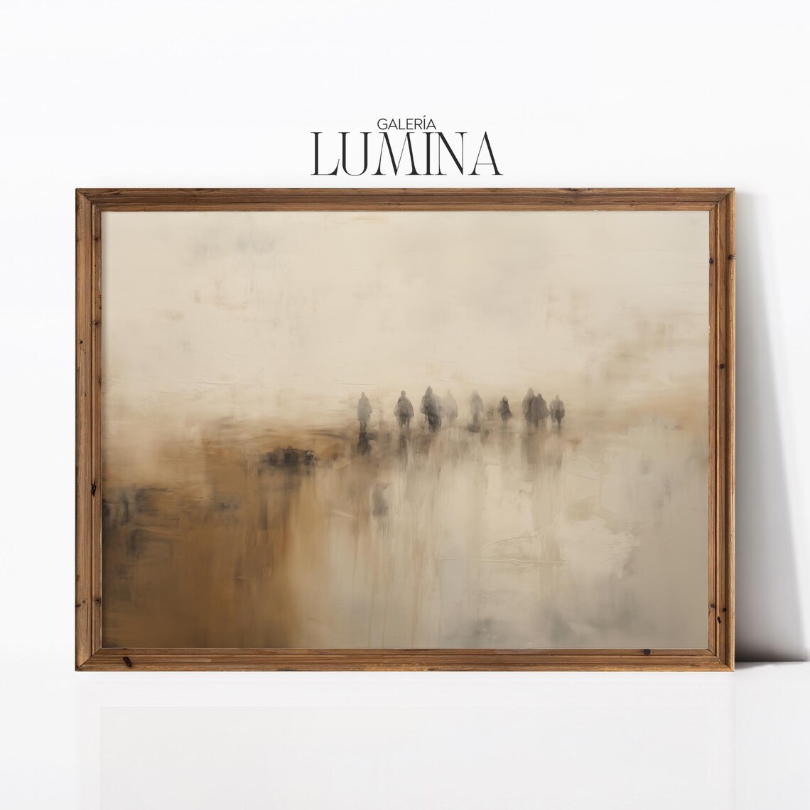 Muted Human Silhouettes in Mist Minimalist Figurative Art Poster