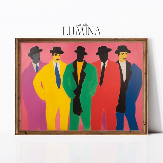 Five Young Men Original Abstract Painting Colorful Pop Art Painting Modern Figurative Bold Artwork Art Frame Tv Art 987