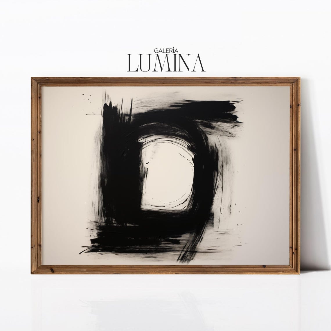 Black White Expressionist Circle Brush Stroke Minimal Ink Poster