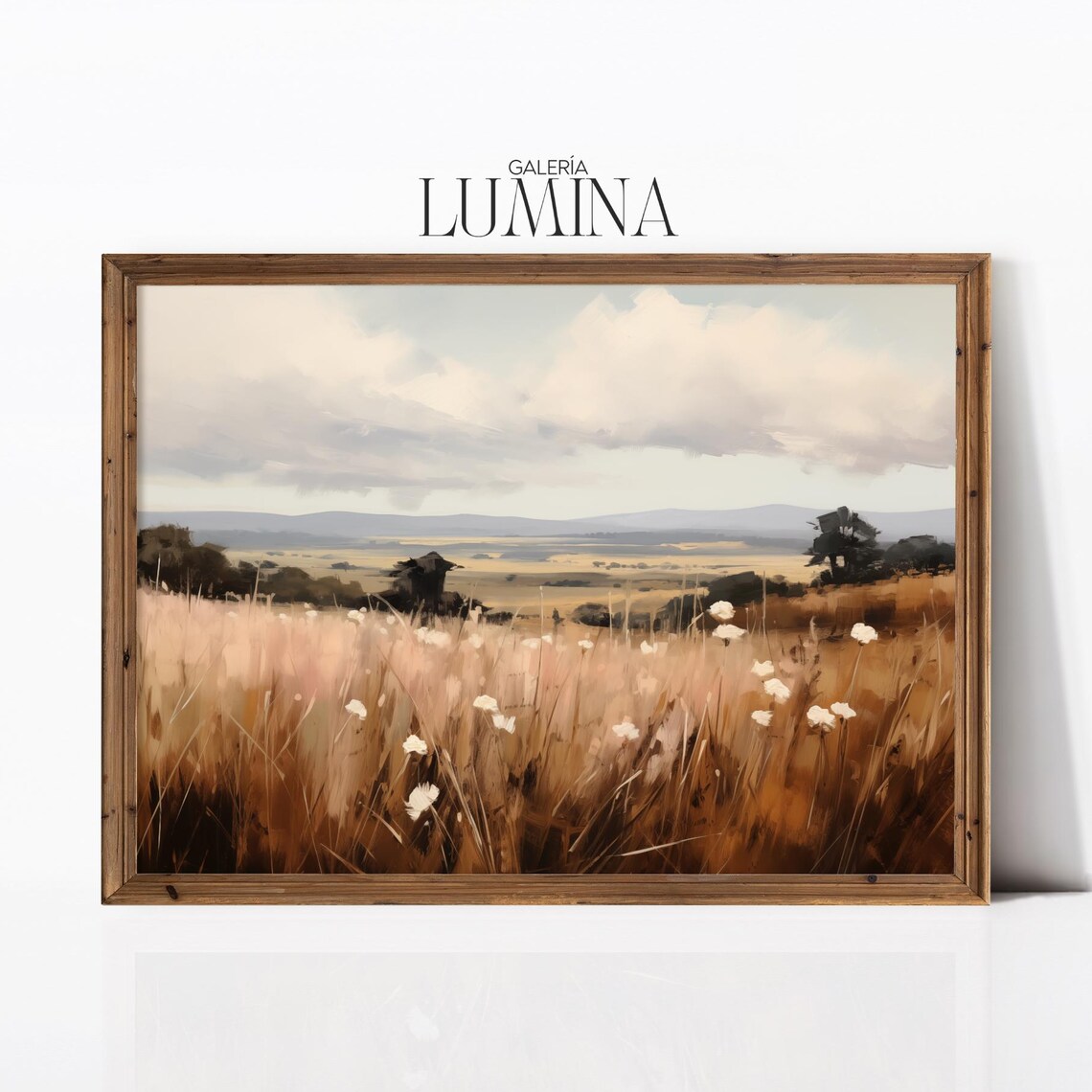 Impressionist Wildflower Meadow Neutral Countryside Landscape Poster
