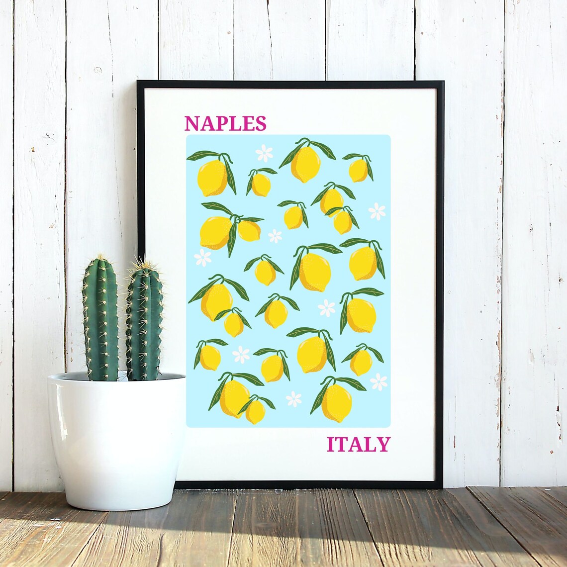 Naples Lemons Travel Poster, Spain Decor - Image 2