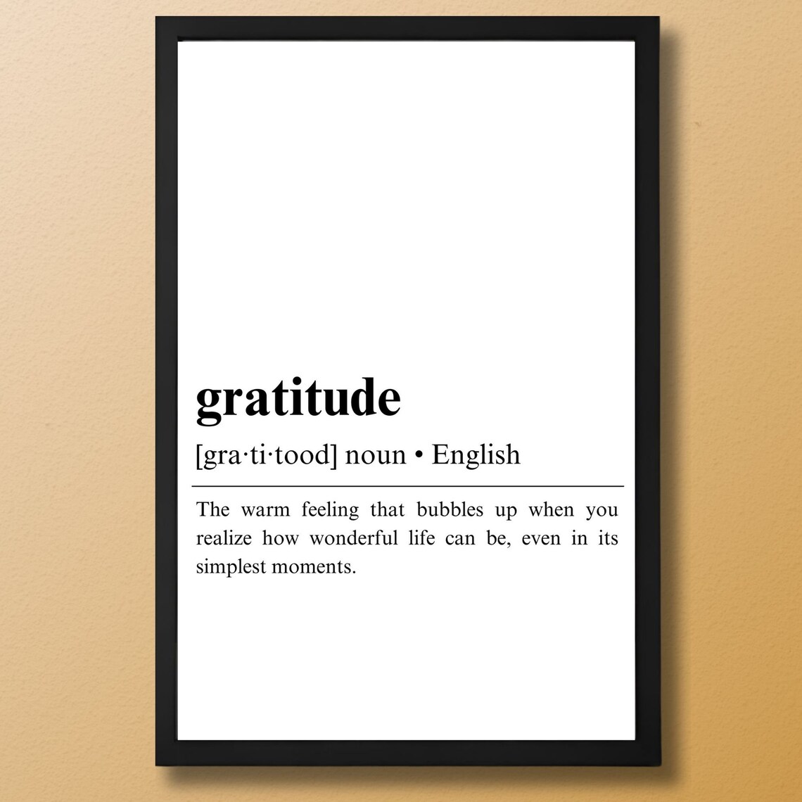 Gratitude Definition, Quote Print, Dictionary Art