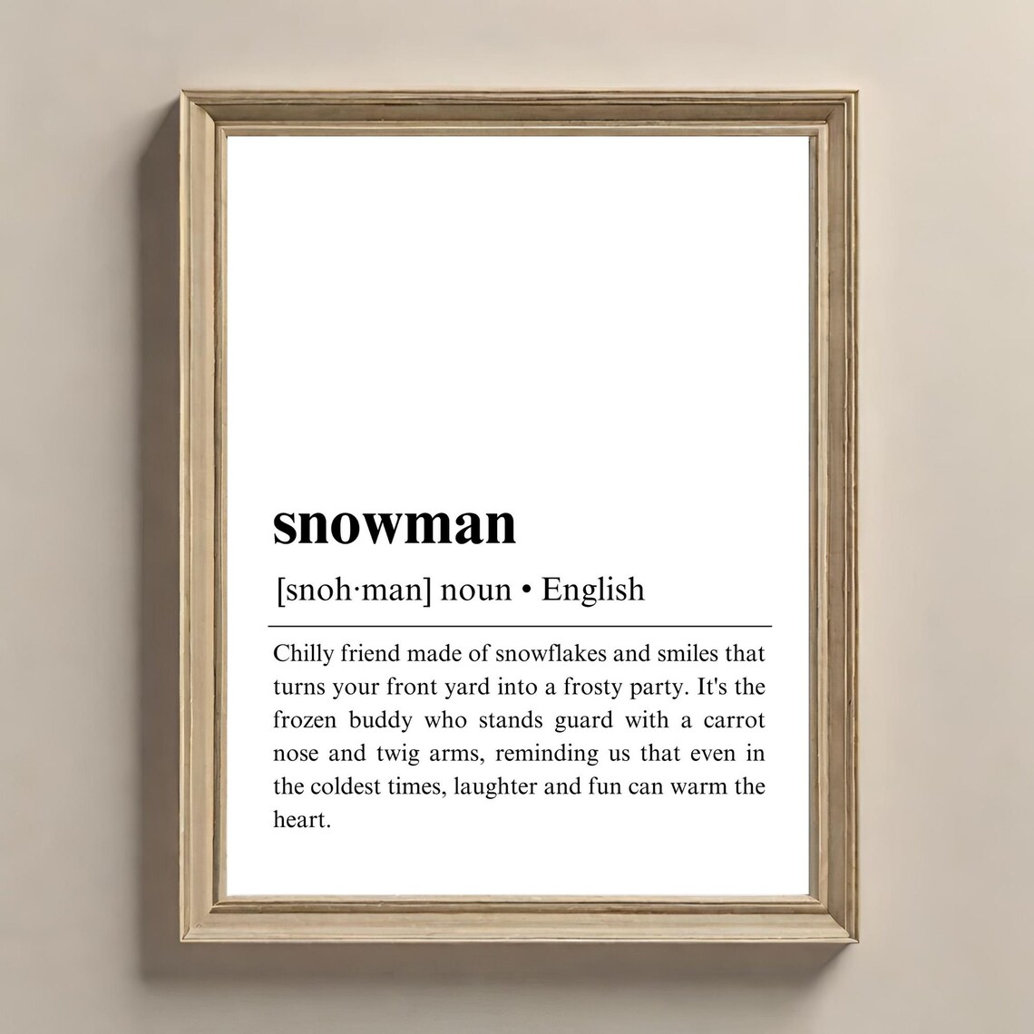 Snowman Definition Sign, Christmas Wall Decor