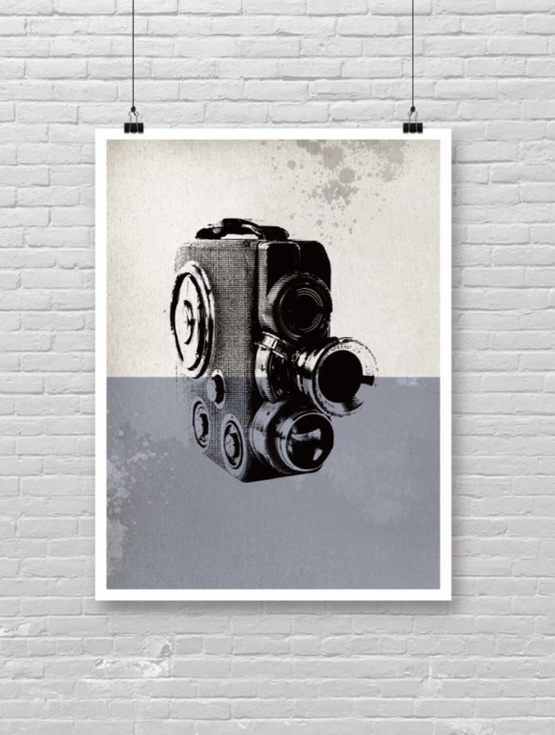 Vintage Movie Camera Engraving Retro Cinema Photography Decor Art Poster