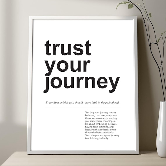 Trust Your Journey Definition Print Quirky Motivational Poster Black On White Or Chalkboard Minimalist Unframed Crisp Typography