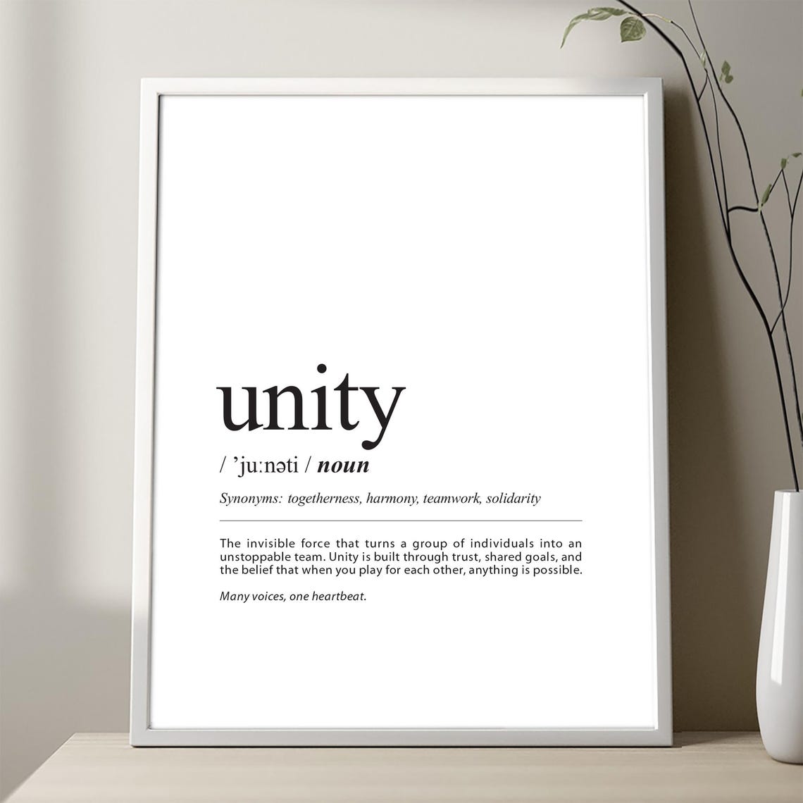Unity Definition Dictionary Style Sport Teamwork Motivational Poster