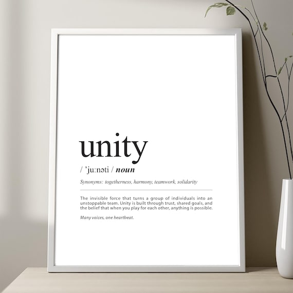 Unity Definition Dictionary Style Sport Teamwork Motivational Poster
