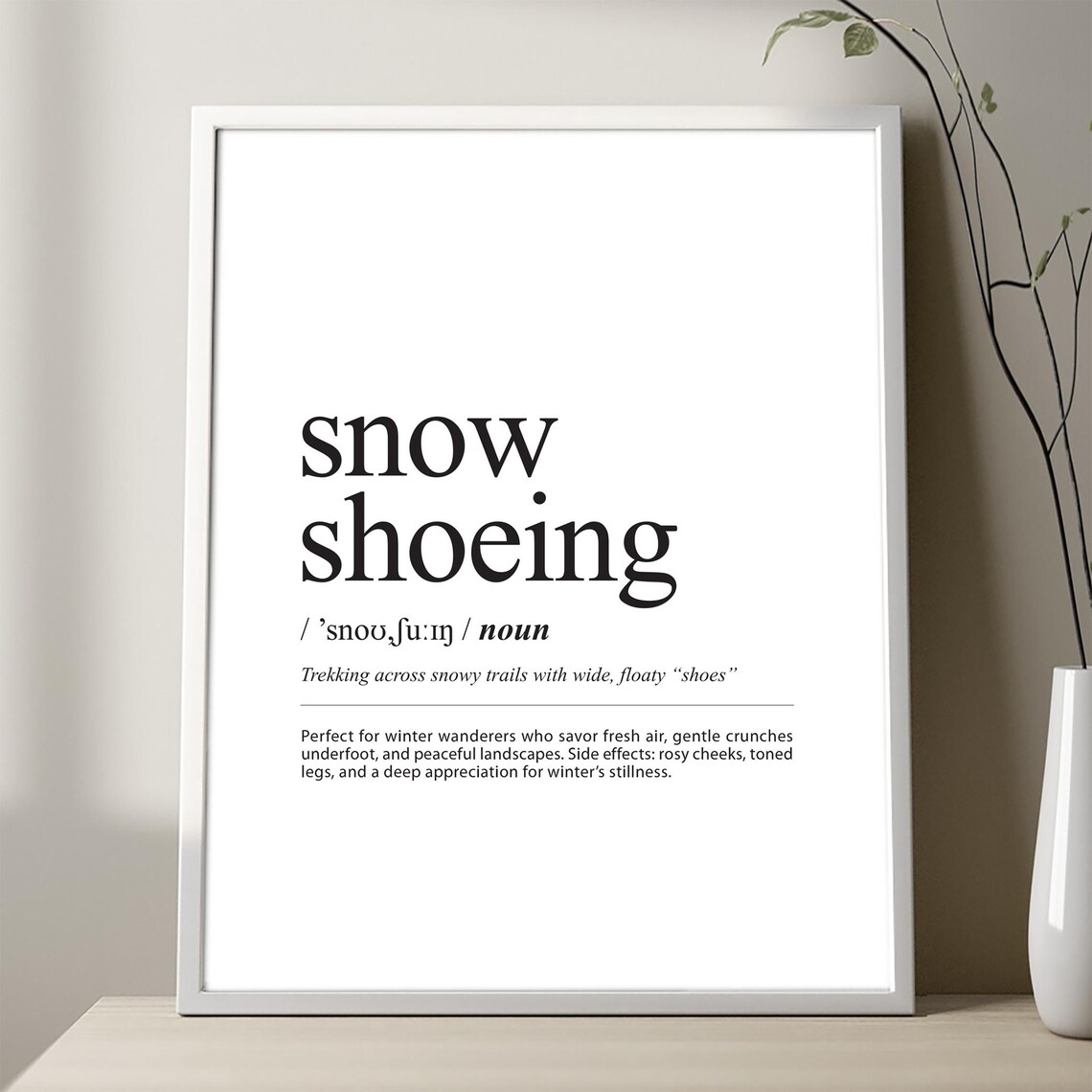 Snowshoeing Definition Print Minimalist Poster Sport Room Decor