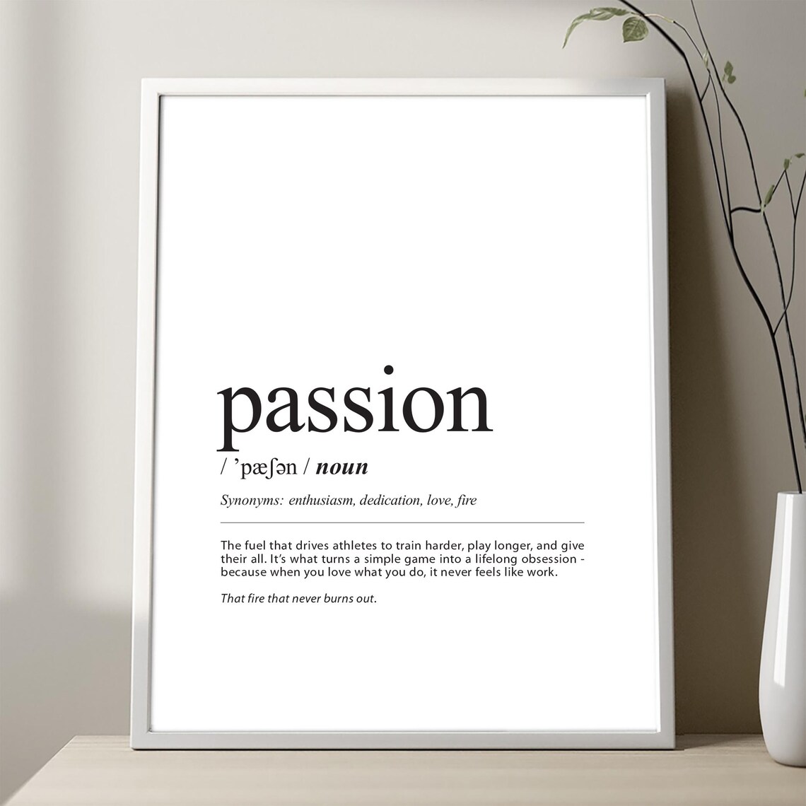 Passion Definition Dictionary Style Sport Athlete Motivational Poster