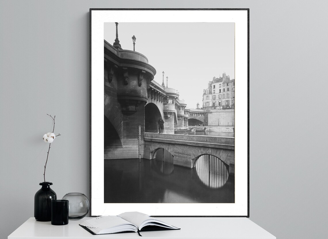 Pont Neuf Paris by Eugene Atget Vintage Black and White Photo Poster