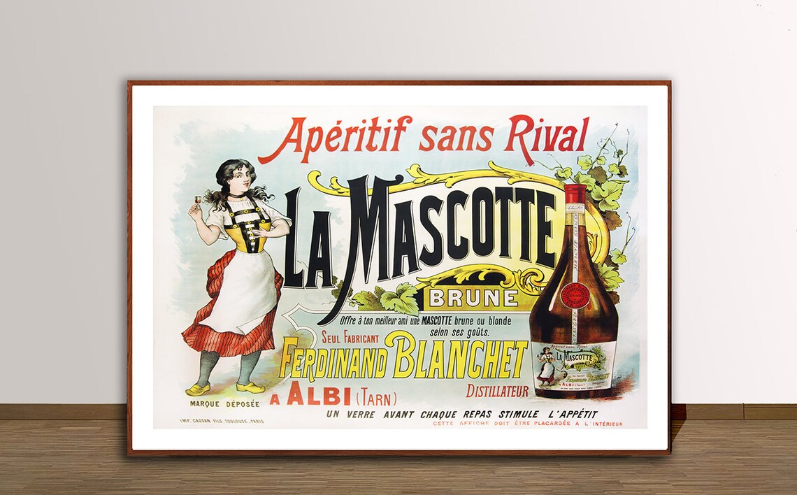 La Mascotte Brune Aperitif Vintage French Liquor Advertising Poster - Image 2