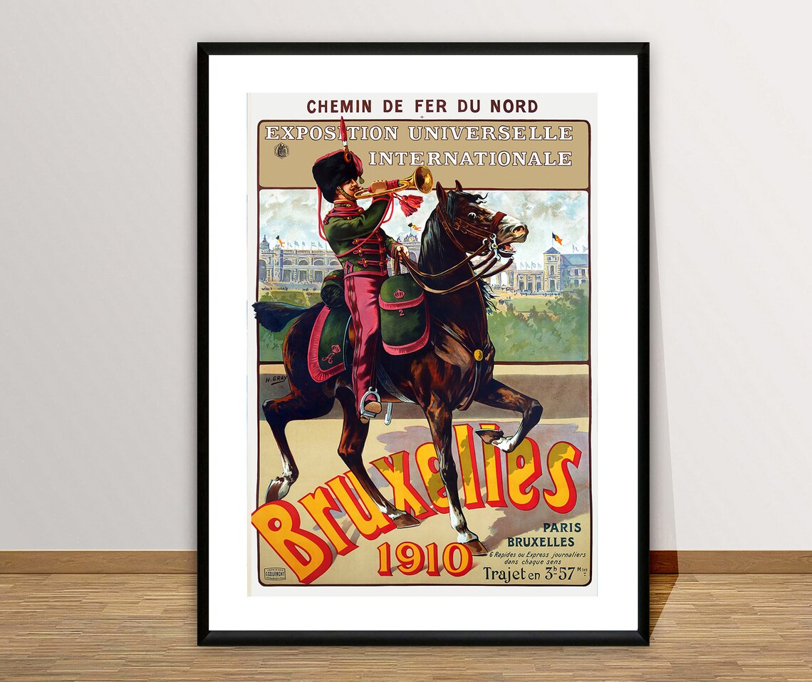 Bruxelles 1910 Exposition Universelle Vintage Railway Travel Poster