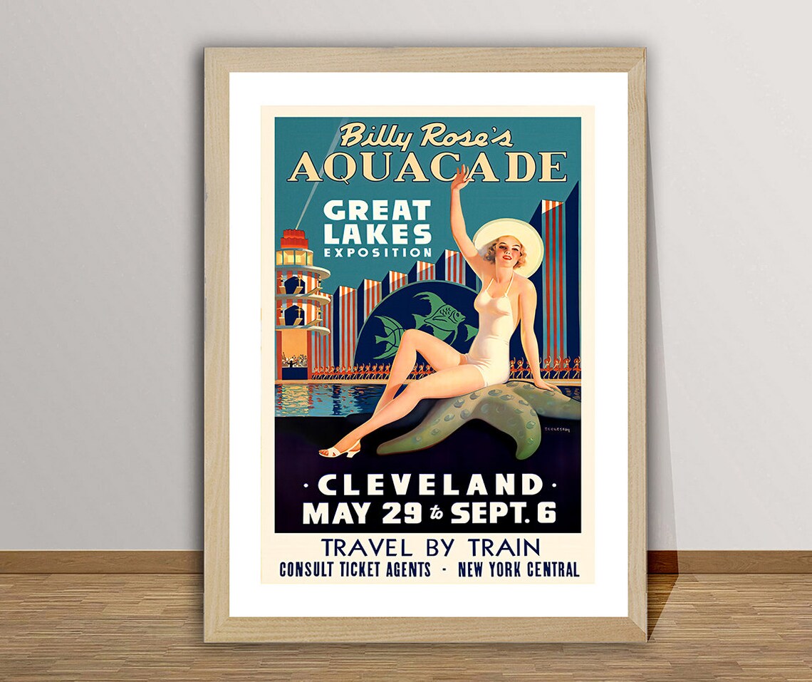 Bill Roses Aquacade Cleveland Vintage Travel Poster