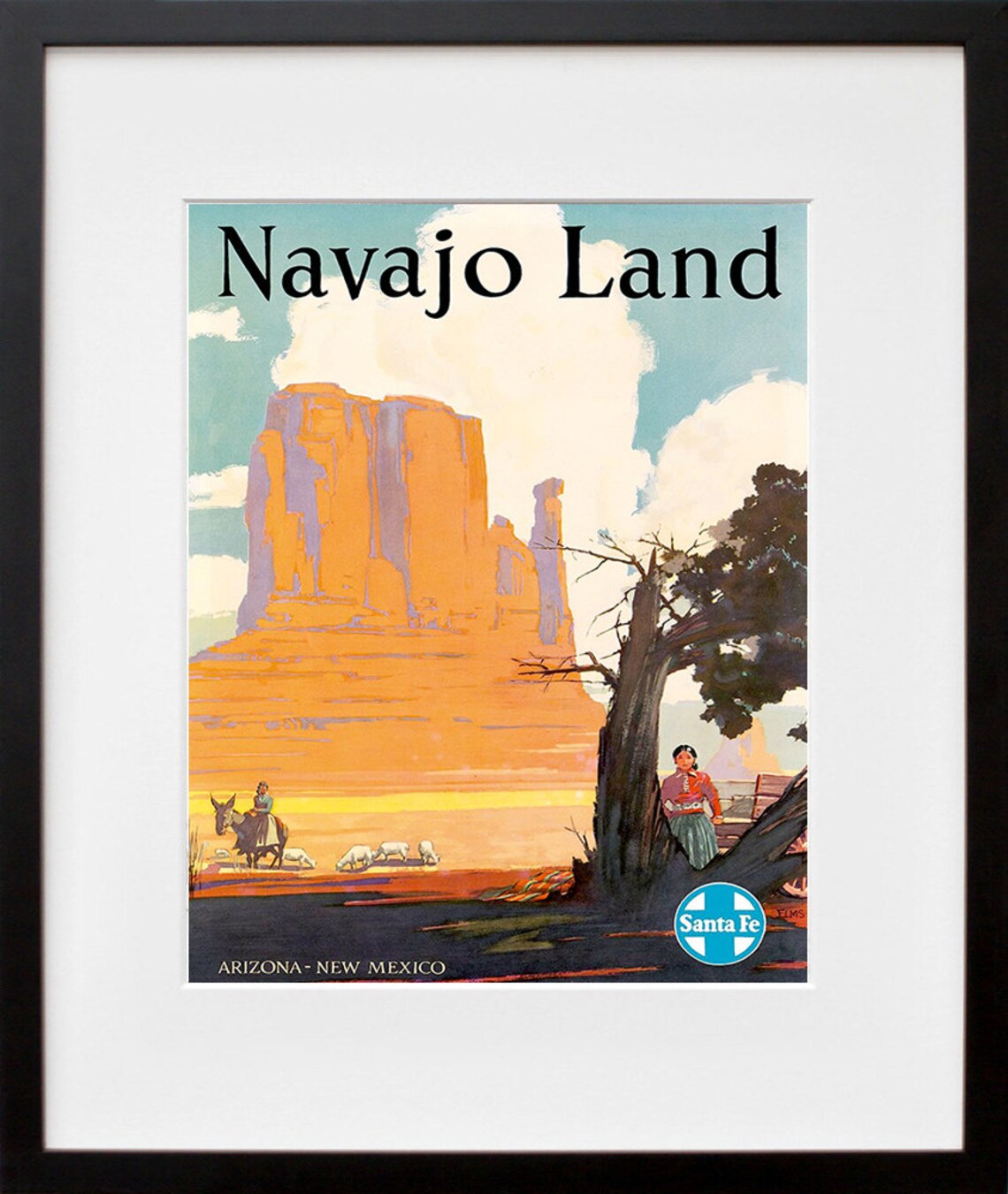 Navajo Land Arizona New Mexico Santa Fe Railway Vintage Mesas Poster - Image 2