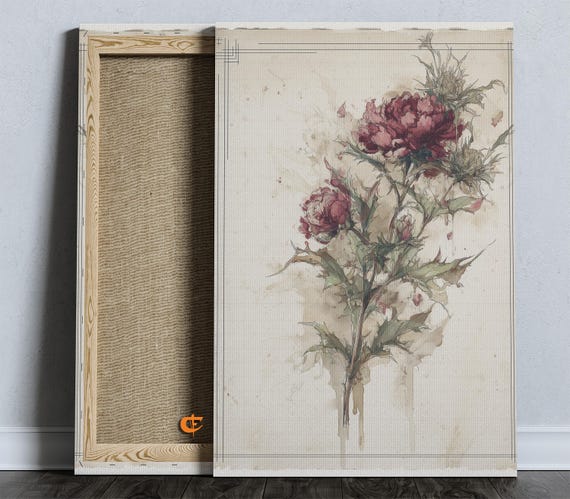Vintage Peony Botanical Print Chateaucore Floral Art On Parchment Romantic Castlecore Wall Decor Flowers Illustration 1644