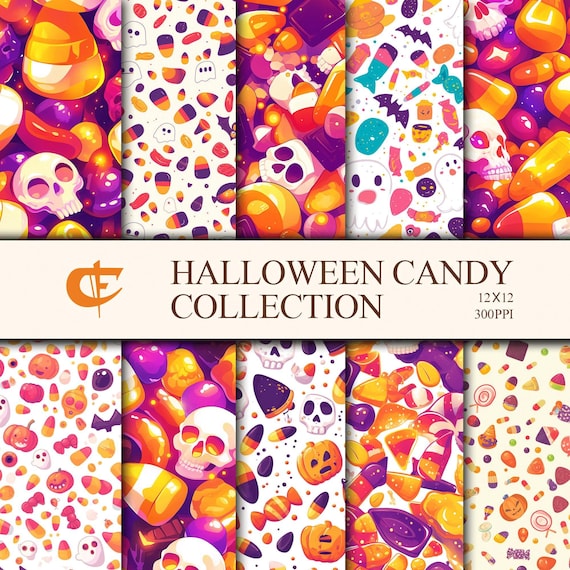 Halloween Seamless Patterns Paper 12 Designs Candy Pattern Commercial Use Halloweenthemed Projects