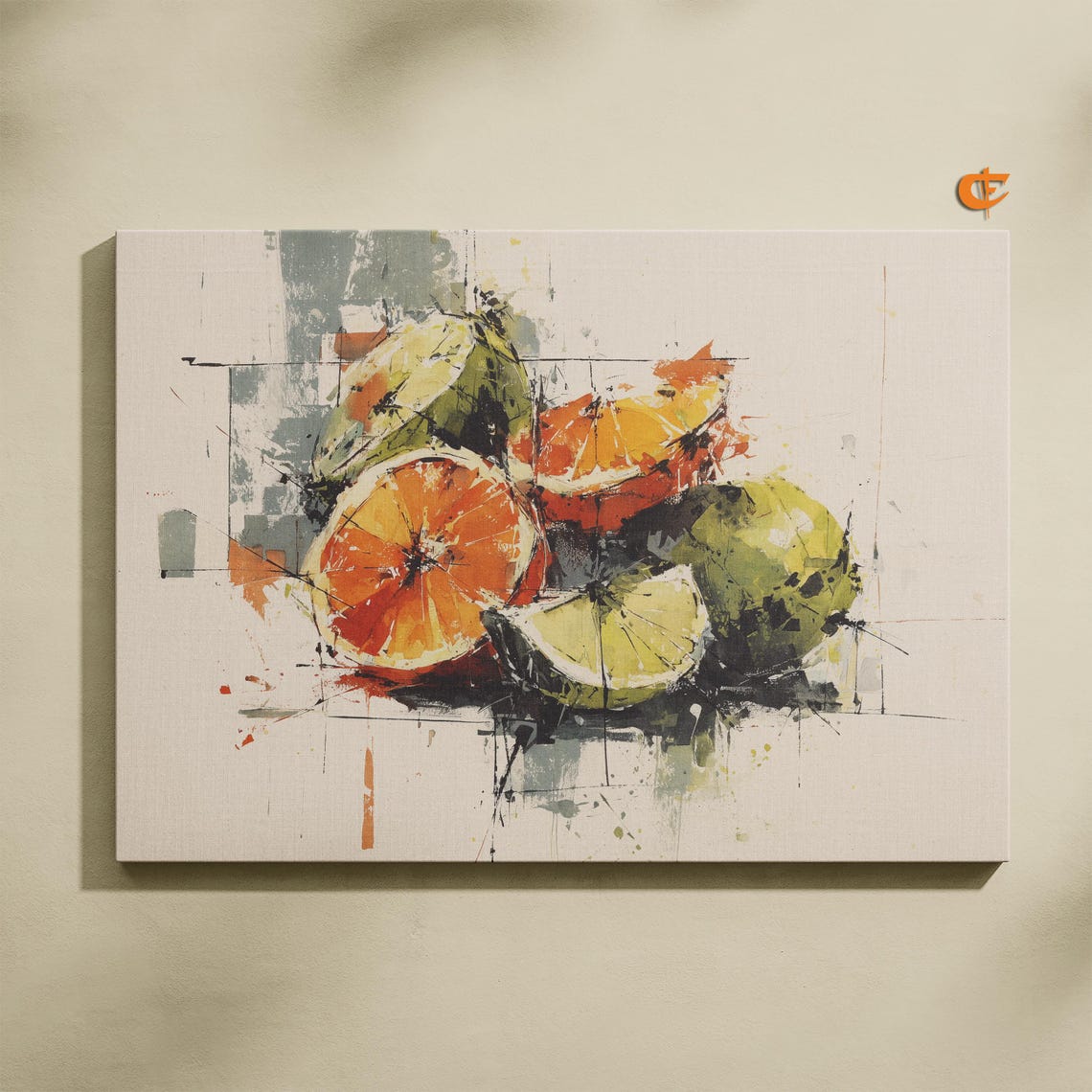 Abstract Citrus Slices Orange Lime Lemon Expressive Art Print