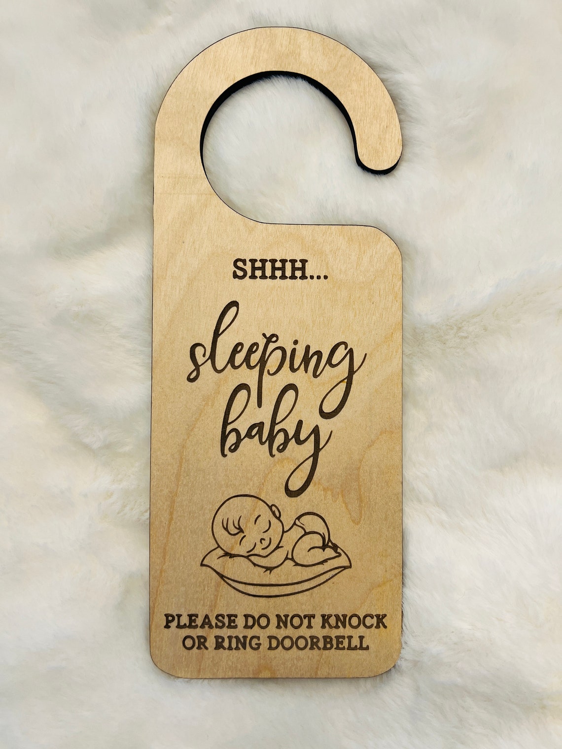 Shhh Sleeping Baby Do Not Disturb Door Hanger Sign Nursery Wall Art
