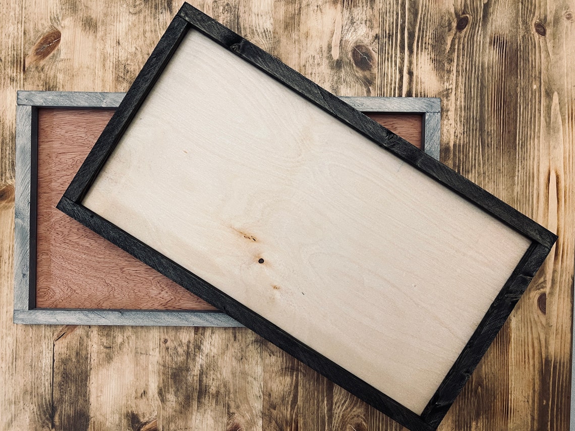 Two Blank Rustic Wooden Frames Empty Boards Photo Display Poster