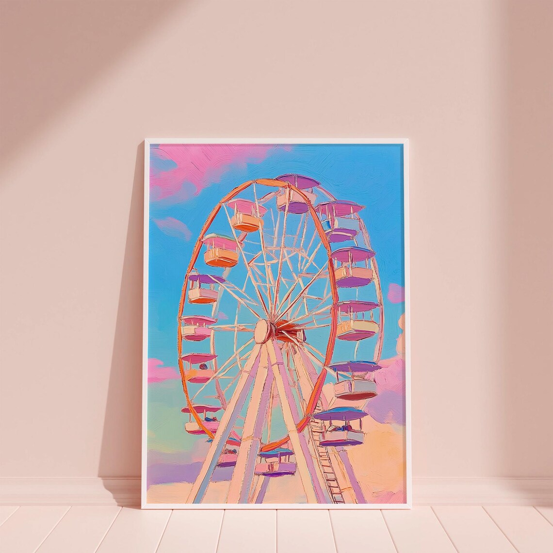Pastel Ferris Wheel Glowing at a Pink Blue Sunset Carnival Poster - Image 6