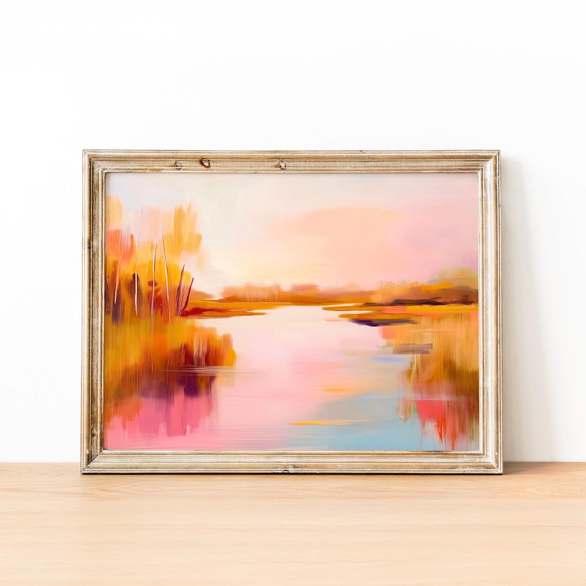 Pink And Gold Autumn Marsh With Still Reflective Creek Poster - Image 4