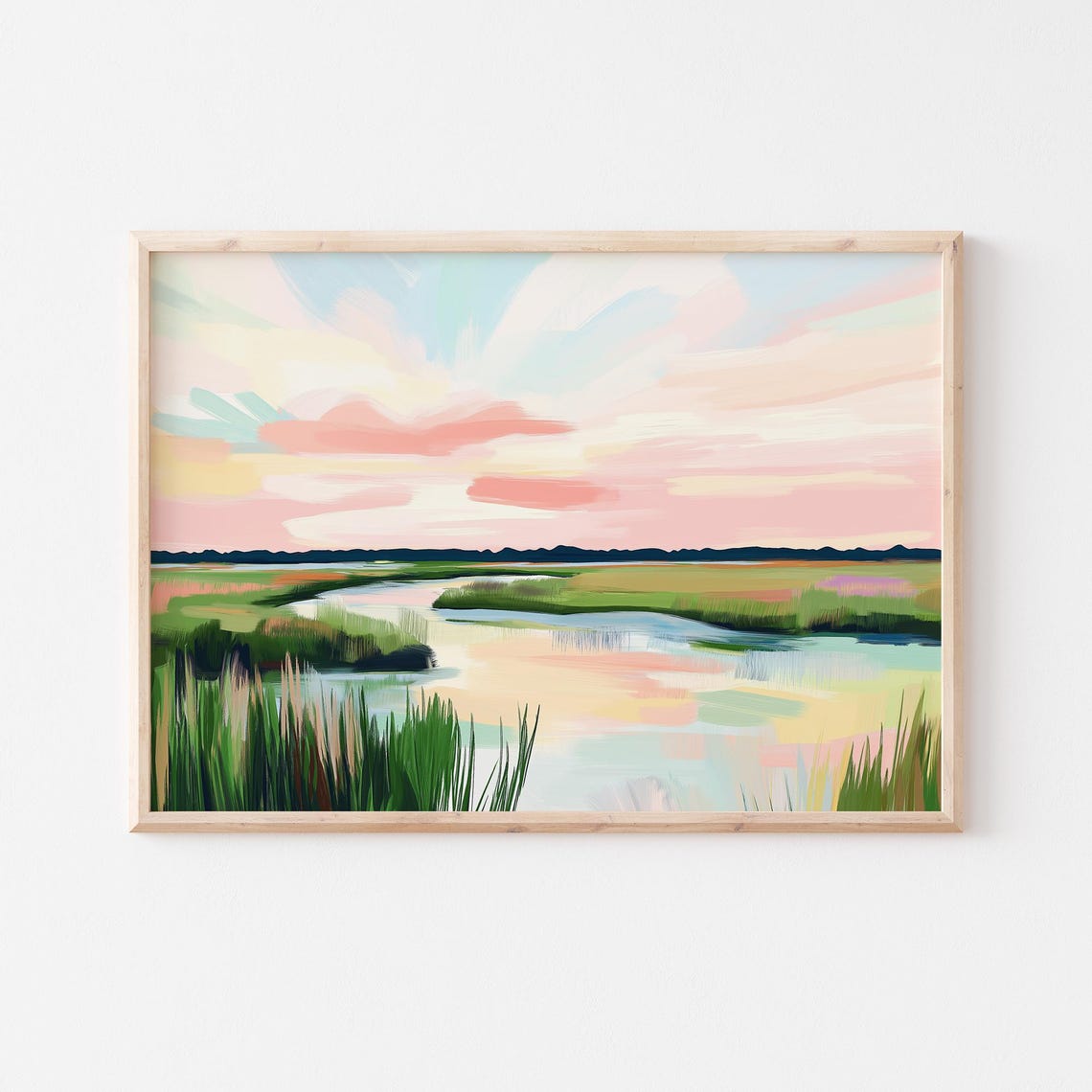 Winding Marsh Creek Beneath Pink And Blue Pastel Sunset Sky Poster - Image 5